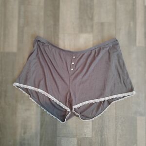 Women's Gray Lace Trim Sleep Shorts